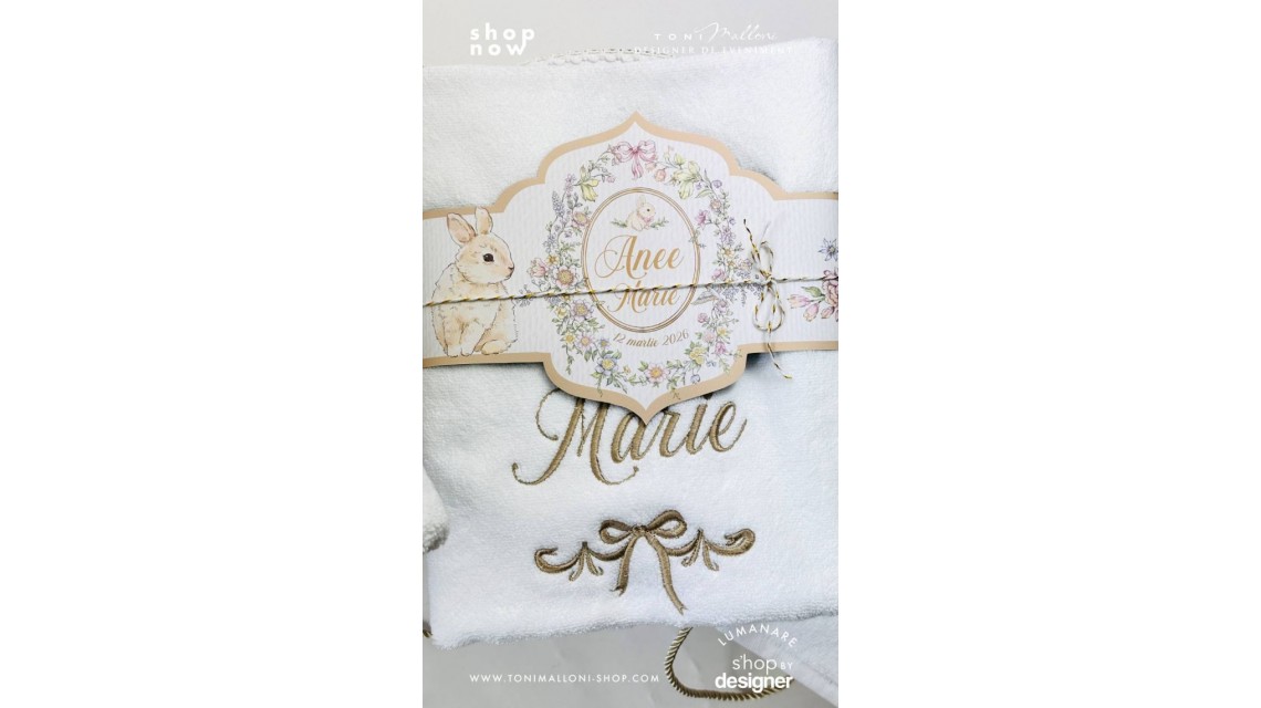 Trusou Botez Fetiță Belle Époque Floral Garden cu Iepuraș Trusou Personalizat Toni Malloni 6